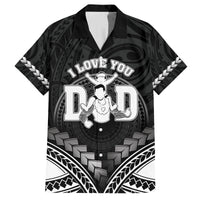 Personalised Happy Father's Day Family Matching Off The Shoulder Long Sleeve Dress and Hawaiian Shirt I Love You Dad Polynesian Style