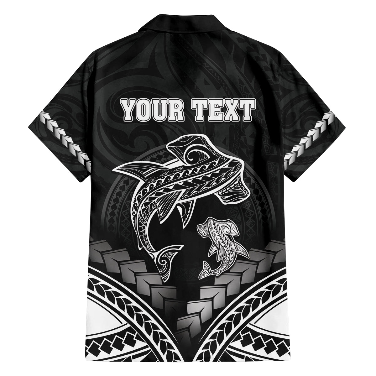 Personalised Happy Father's Day Family Matching Off The Shoulder Long Sleeve Dress and Hawaiian Shirt I Love You Dad Polynesian Style