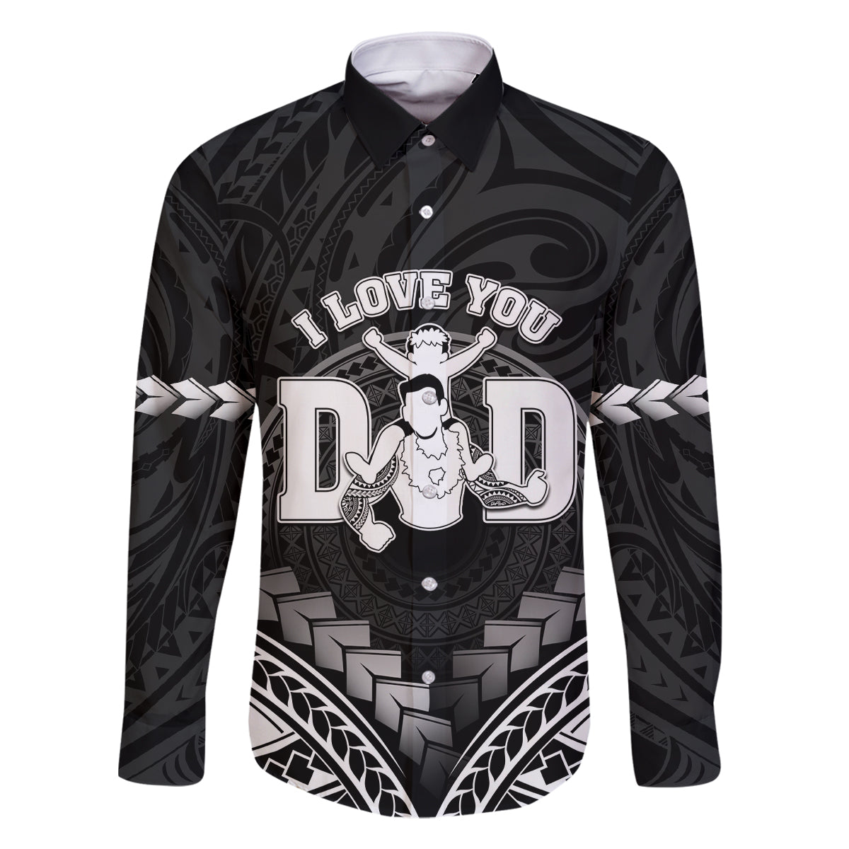 Personalised Happy Father's Day Family Matching Off Shoulder Short Dress and Hawaiian Shirt I Love You Dad Polynesian Style