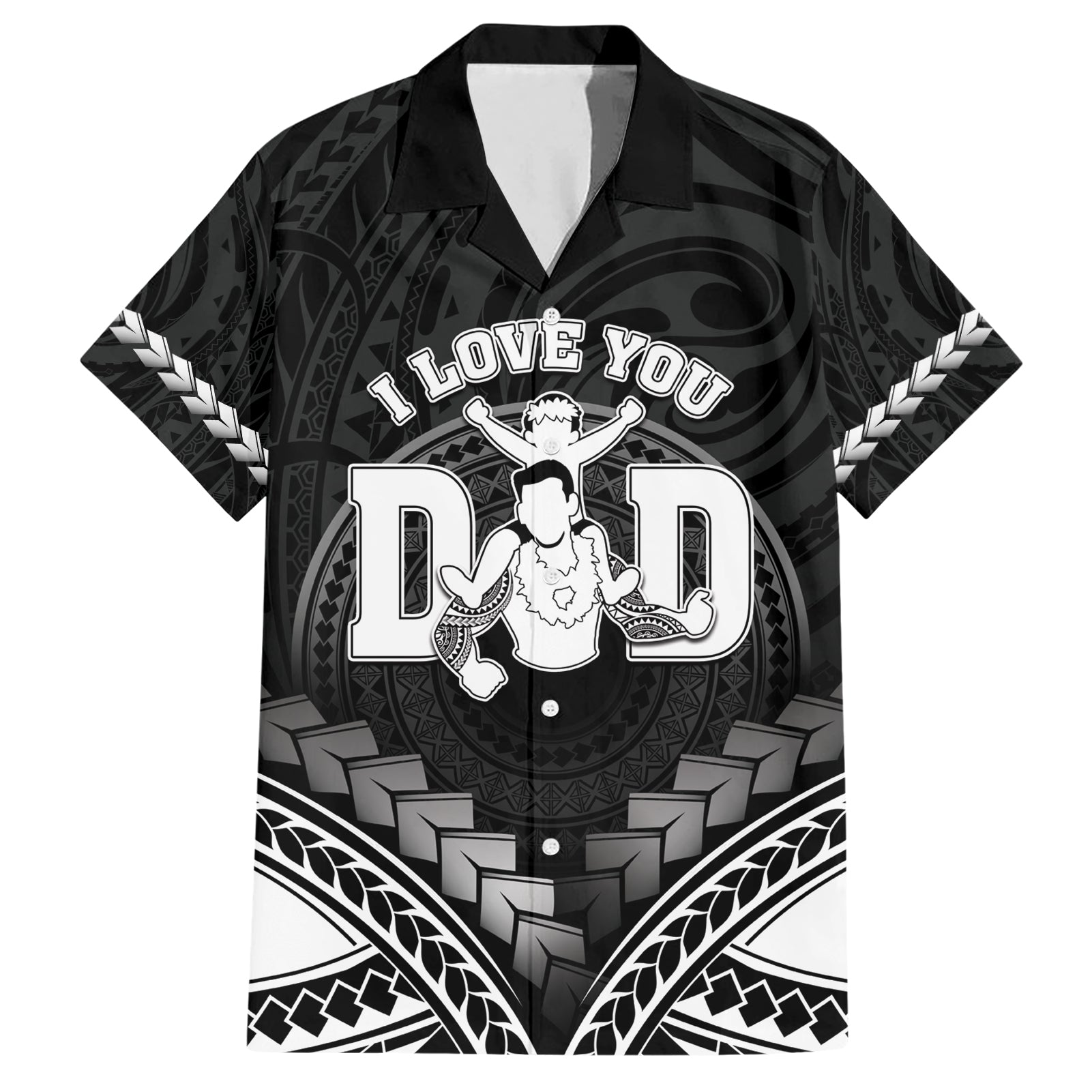 Personalised Happy Father's Day Hawaiian Shirt I Love You Dad Polynesian Style