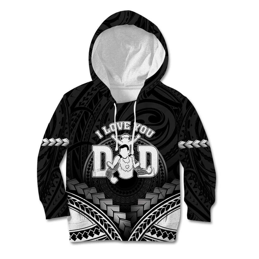 Personalised Happy Father's Day Kid Hoodie I Love You Dad Polynesian Style