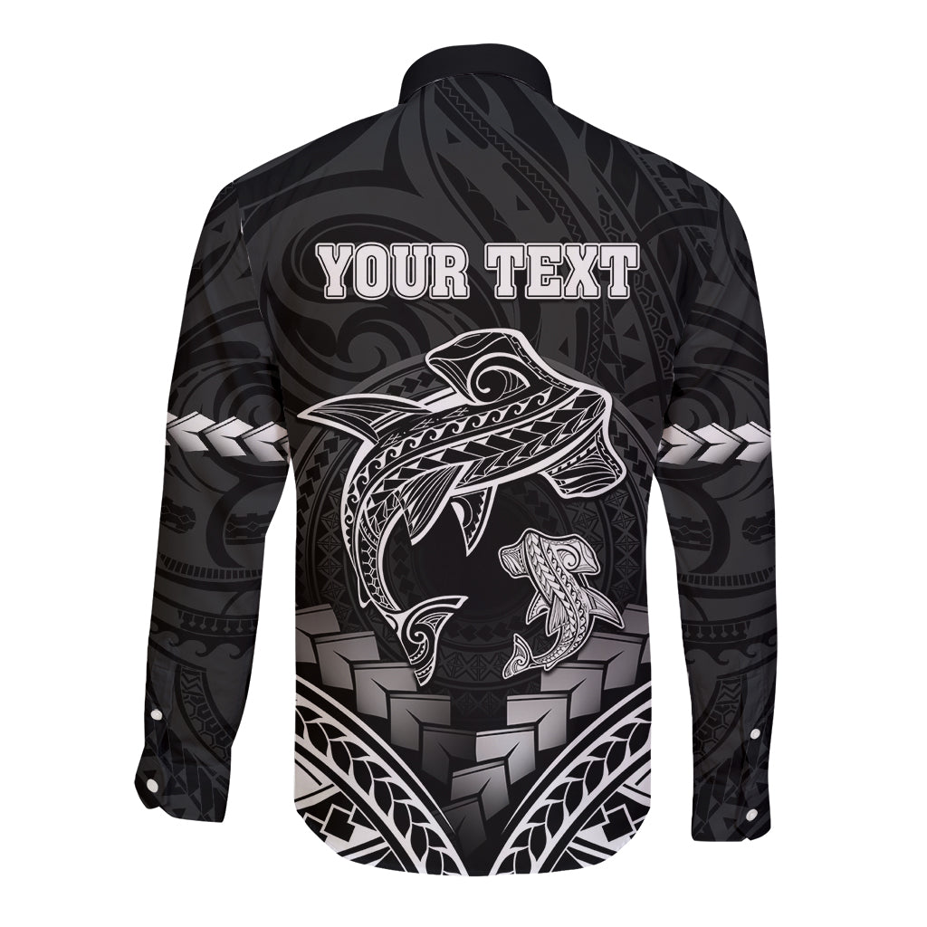 Personalised Happy Father's Day Long Sleeve Button Shirt I Love You Dad Polynesian Style