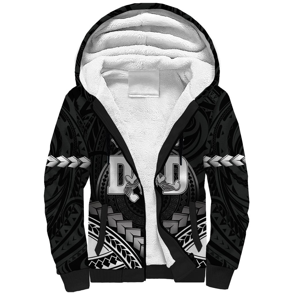 Personalised Happy Father's Day Sherpa Hoodie I Love You Dad Polynesian Style