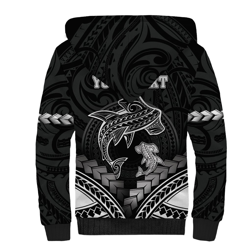 Personalised Happy Father's Day Sherpa Hoodie I Love You Dad Polynesian Style