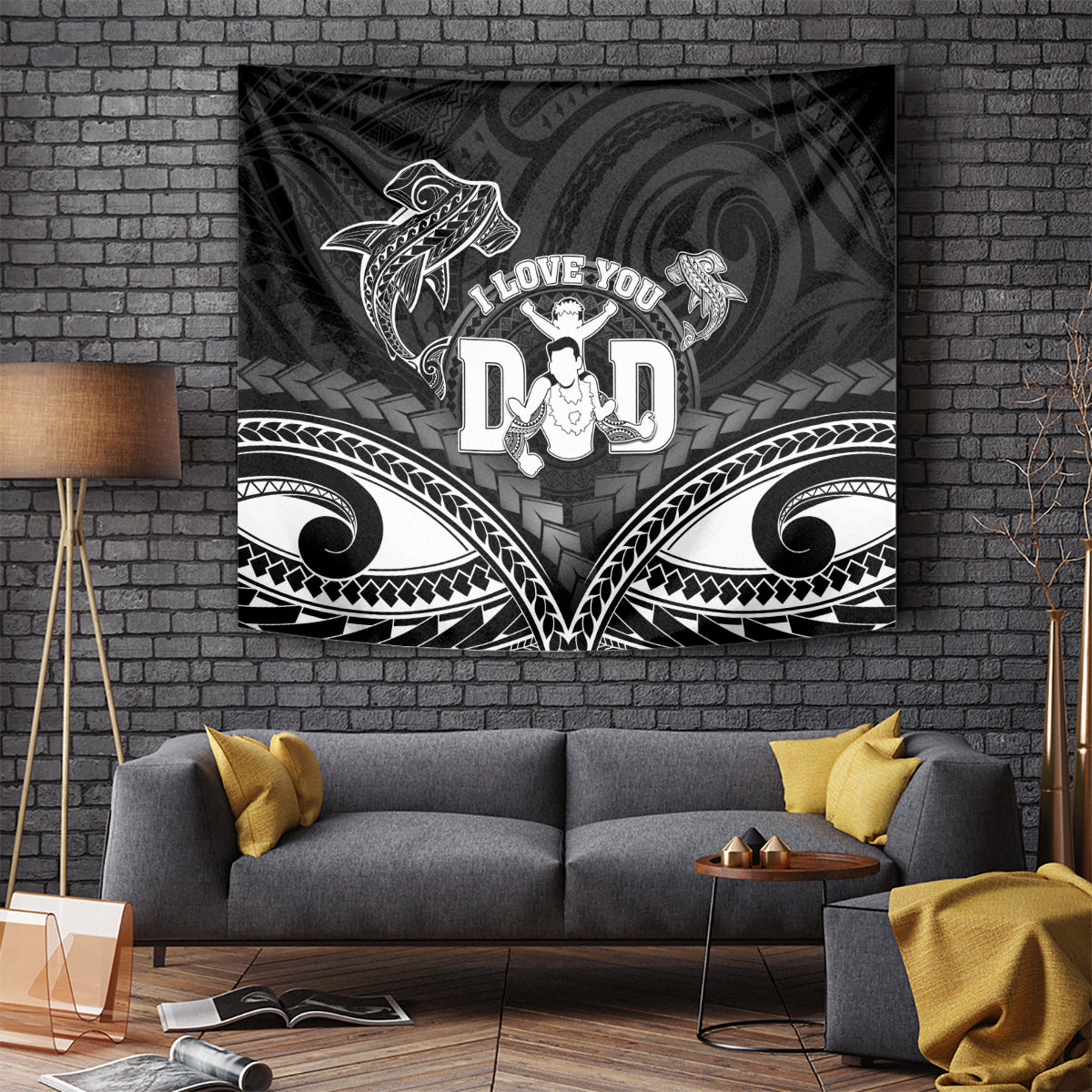 Happy Father's Day Tapestry I Love You Dad Polynesian Style