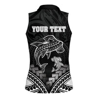 Personalised Happy Father's Day Women Sleeveless Polo Shirt I Love You Dad Polynesian Style