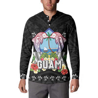 Guam Chamorro Button Sweatshirt Tribal Latte Stone With Dolphins Black