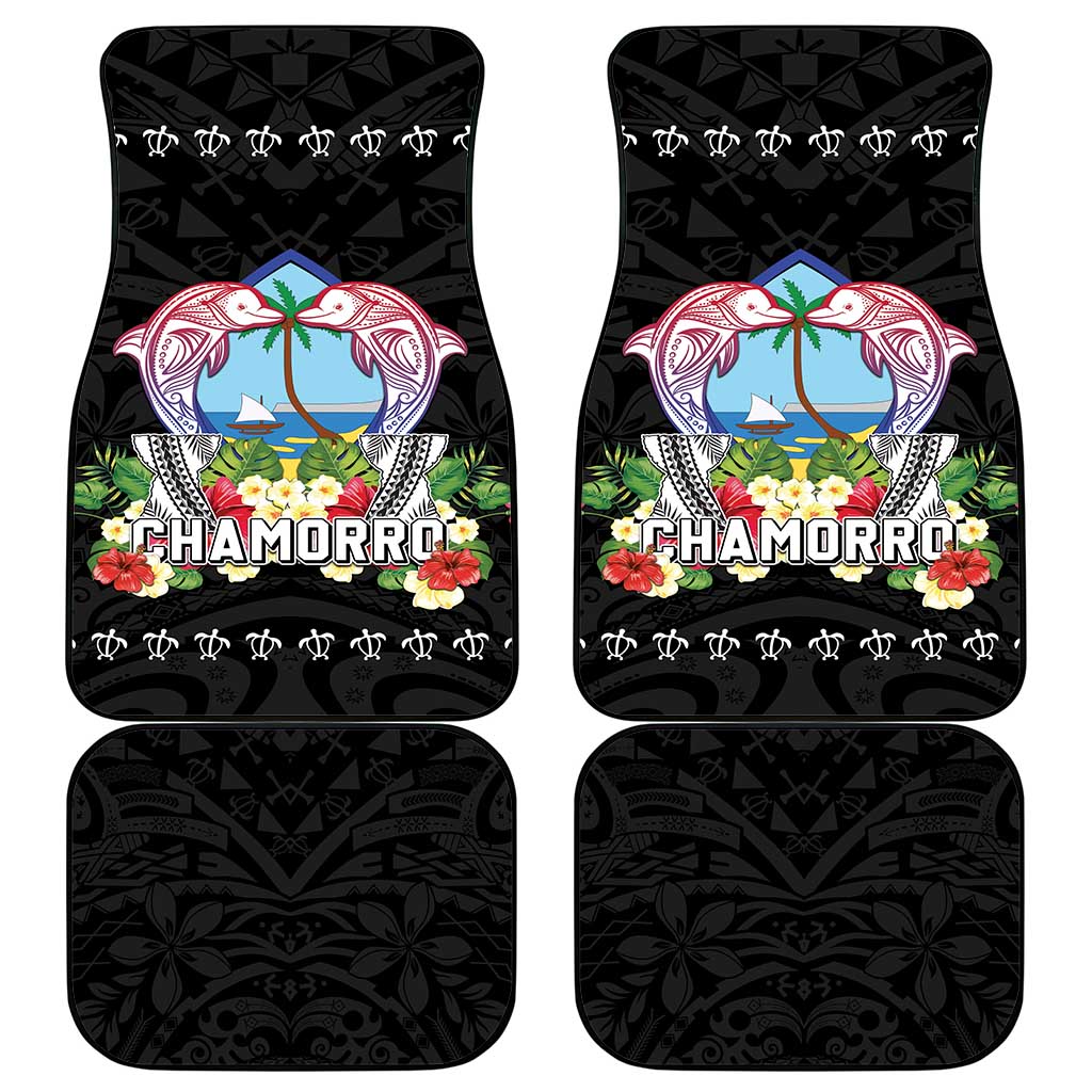 Guam Chamorro Car Mats Tribal Latte Stone With Dolphins Black