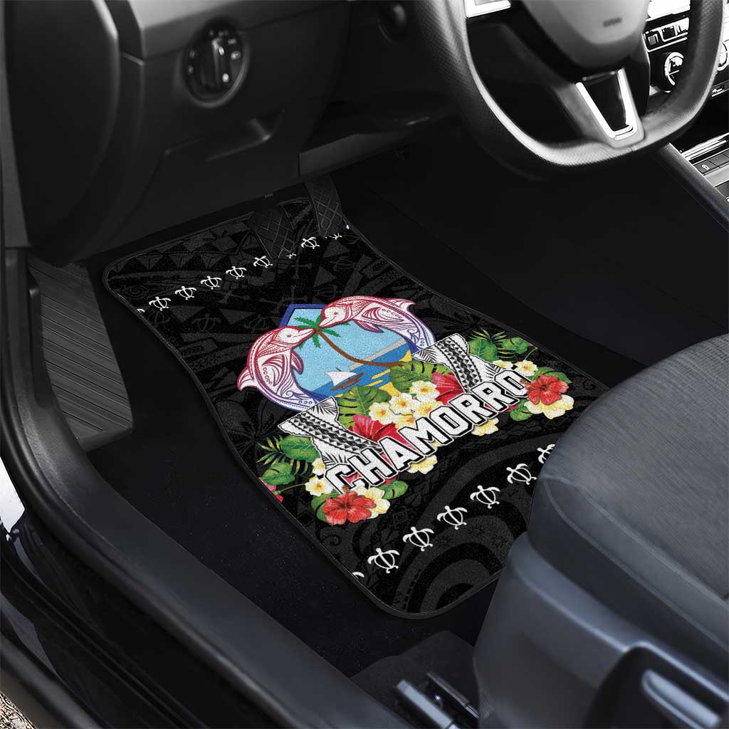 Guam Chamorro Car Mats Tribal Latte Stone With Dolphins Black