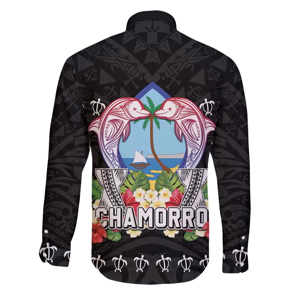 Guam Chamorro Family Matching Mermaid Dress and Hawaiian Shirt Tribal Latte Stone With Dolphins Black