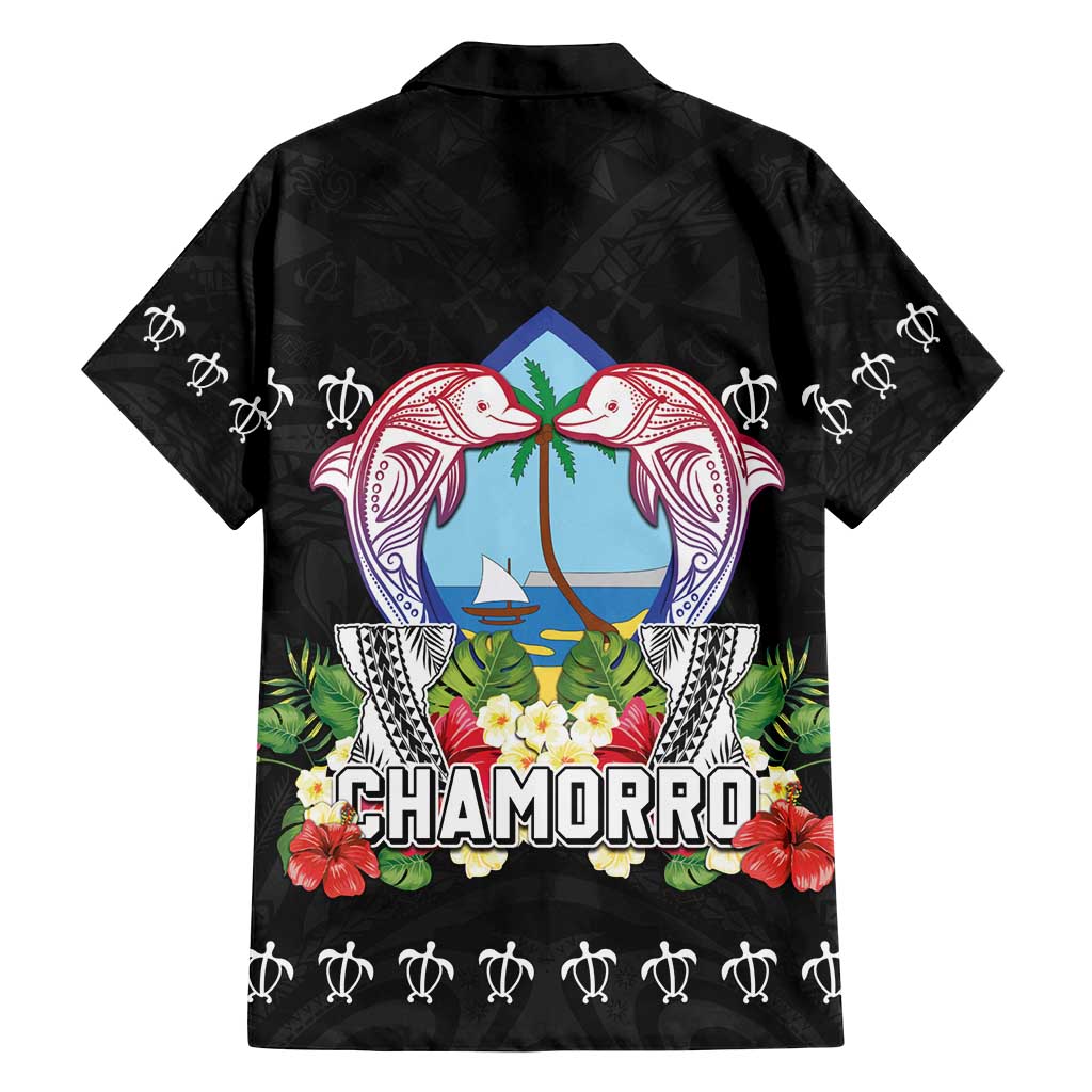 Guam Chamorro Family Matching Off Shoulder Maxi Dress and Hawaiian Shirt Tribal Latte Stone With Dolphins Black LT05 - Polynesian Pride