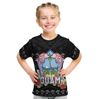 Guam Chamorro Kid T Shirt Tribal Latte Stone With Dolphins Black