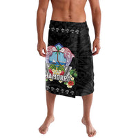 Guam Chamorro Lavalava Tribal Latte Stone With Dolphins Black