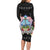 Guam Chamorro Long Sleeve Bodycon Dress Tribal Latte Stone With Dolphins Black
