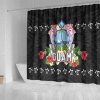 Guam Chamorro Shower Curtain Tribal Latte Stone With Dolphins Black