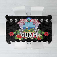 Guam Chamorro Tablecloth Tribal Latte Stone With Dolphins Black