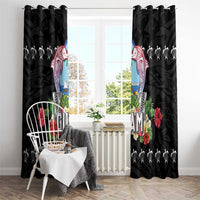 Guam Chamorro Window Curtain Tribal Latte Stone With Dolphins Black