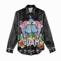 Guam Chamorro Women Casual Shirt Tribal Latte Stone With Dolphins Black