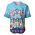 Guam Chamorro Baseball Jersey Tribal Latte Stone With Dolphins Blue