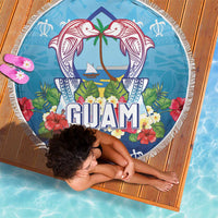 Guam Chamorro Beach Blanket Tribal Latte Stone With Dolphins Blue