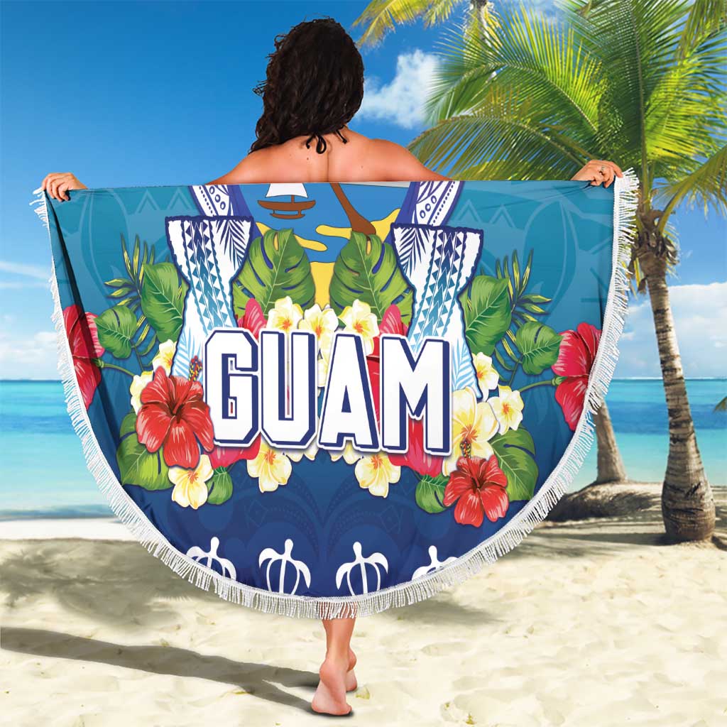 Guam Chamorro Beach Blanket Tribal Latte Stone With Dolphins Blue