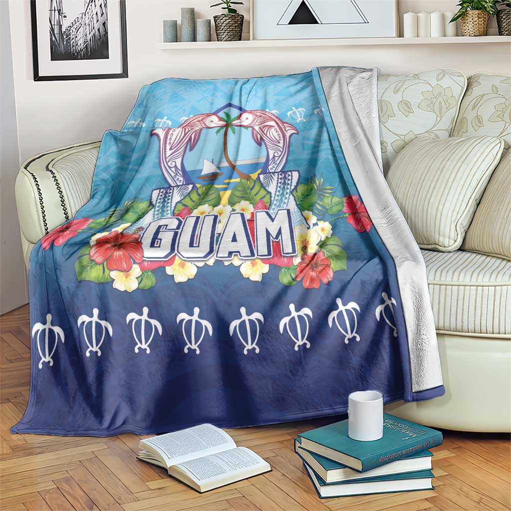 Guam Chamorro Blanket Tribal Latte Stone With Dolphins Blue