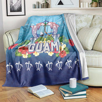 Guam Chamorro Blanket Tribal Latte Stone With Dolphins Blue