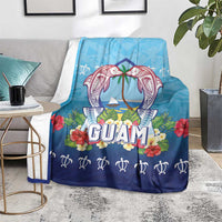 Guam Chamorro Blanket Tribal Latte Stone With Dolphins Blue