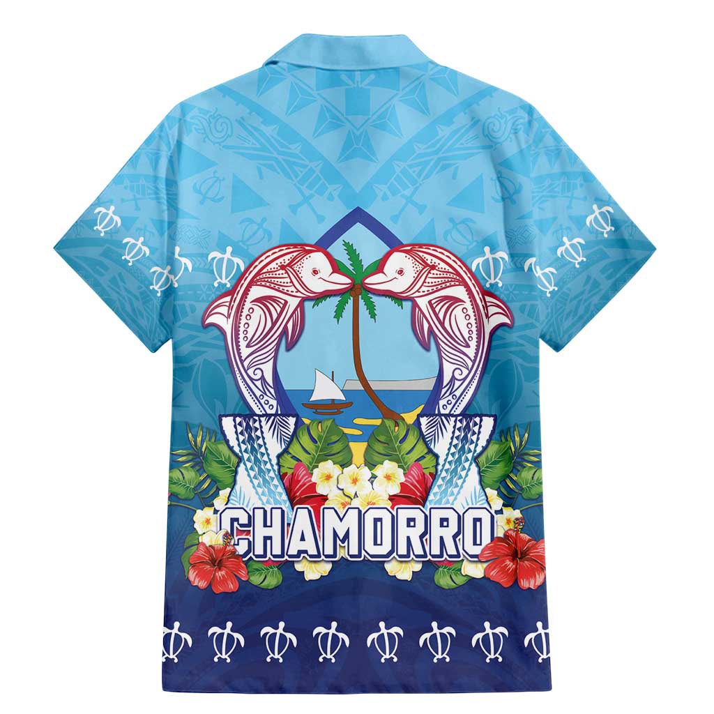 Guam Chamorro Family Matching Mermaid Dress and Hawaiian Shirt Tribal Latte Stone With Dolphins Blue