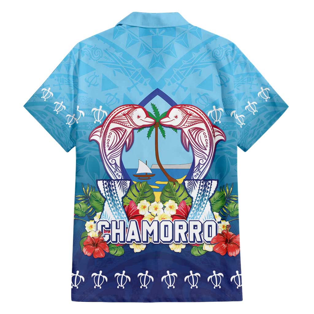 Guam Chamorro Family Matching Off Shoulder Maxi Dress and Hawaiian Shirt Tribal Latte Stone With Dolphins Blue