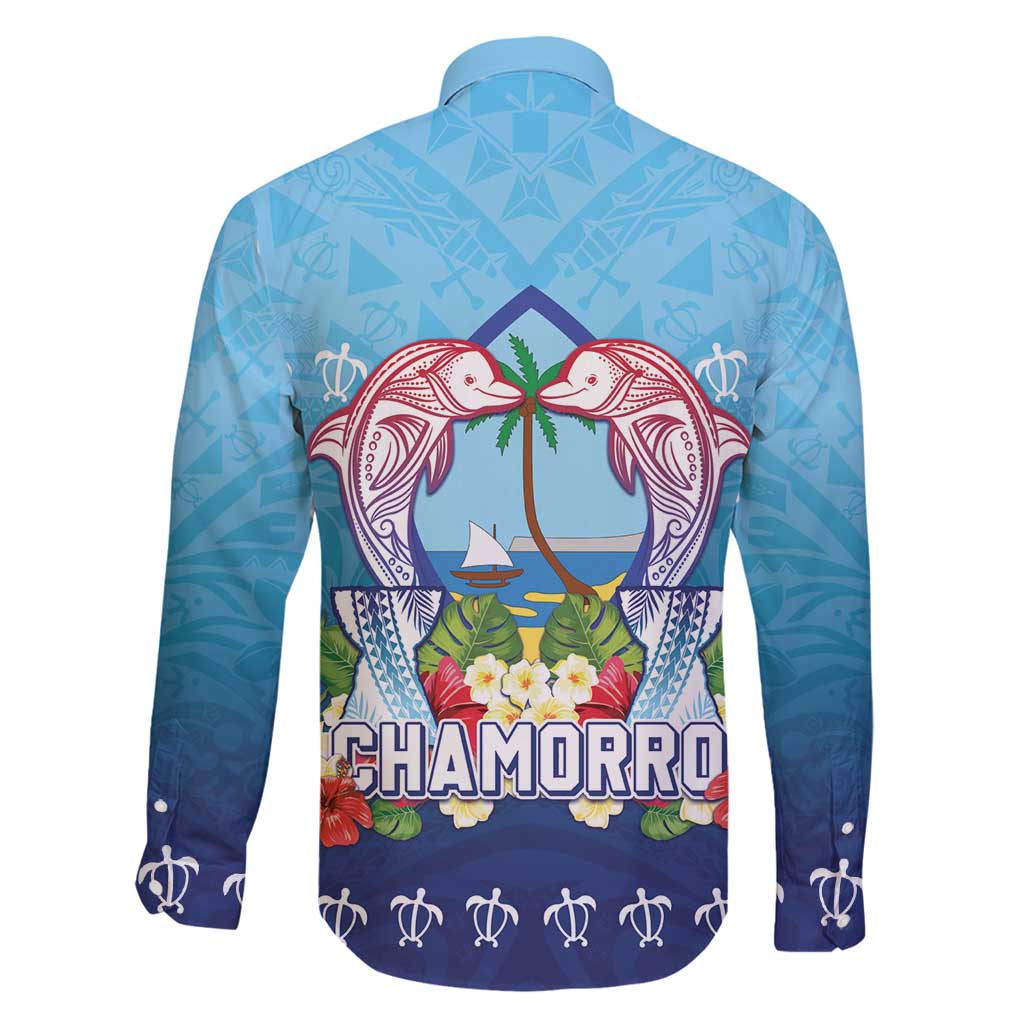 Guam Chamorro Family Matching Off Shoulder Short Dress and Hawaiian Shirt Tribal Latte Stone With Dolphins Blue LT05 - Polynesian Pride