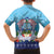 Guam Chamorro Family Matching Tank Maxi Dress and Hawaiian Shirt Tribal Latte Stone With Dolphins Blue