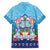 Guam Chamorro Family Matching Tank Maxi Dress and Hawaiian Shirt Tribal Latte Stone With Dolphins Blue