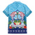 Guam Chamorro Hawaiian Shirt Tribal Latte Stone With Dolphins Blue
