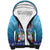Guam Chamorro Sherpa Hoodie Tribal Latte Stone With Dolphins Blue