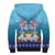 Guam Chamorro Sherpa Hoodie Tribal Latte Stone With Dolphins Blue