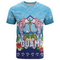 Guam Chamorro T Shirt Tribal Latte Stone With Dolphins Blue