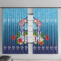 Guam Chamorro Window Curtain Tribal Latte Stone With Dolphins Blue
