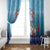 Guam Chamorro Window Curtain Tribal Latte Stone With Dolphins Blue