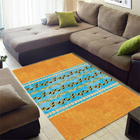 Hawaii Humuhumu Fish Maile Pikake Lei Area Rug Tribal Tapa Orange Version