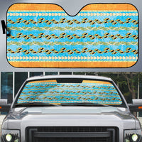 Hawaii Humuhumu Fish Maile Pikake Lei Auto Sun Shade Tribal Tapa Orange Version