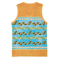 Hawaii Humuhumu Fish Maile Pikake Lei Basketball Jersey Tribal Tapa Orange Version