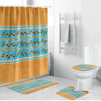 Hawaii Humuhumu Fish Maile Pikake Lei Bathroom Set Tribal Tapa Orange Version