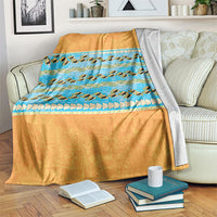 Hawaii Humuhumu Fish Maile Pikake Lei Blanket Tribal Tapa Orange Version