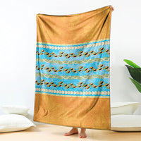 Hawaii Humuhumu Fish Maile Pikake Lei Blanket Tribal Tapa Orange Version