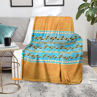 Hawaii Humuhumu Fish Maile Pikake Lei Blanket Tribal Tapa Orange Version