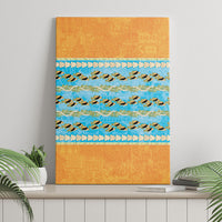 Hawaii Humuhumu Fish Maile Pikake Lei Canvas Wall Art Tribal Tapa Orange Version