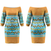 Hawaii Humuhumu Fish Maile Pikake Lei Family Matching Off The Shoulder Long Sleeve Dress and Hawaiian Shirt Tribal Tapa Orange Version