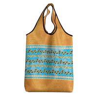 Hawaii Humuhumu Fish Maile Pikake Lei Grocery Bag Tribal Tapa Orange Version