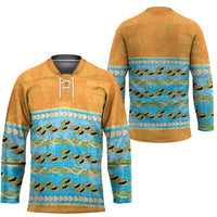 Hawaii Humuhumu Fish Maile Pikake Lei Hockey Jersey Tribal Tapa Orange Version